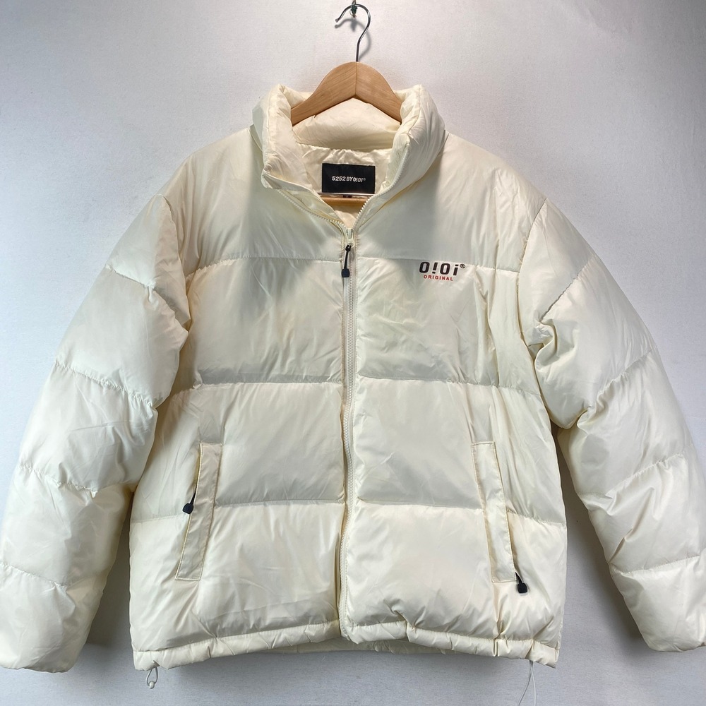 5252 BY O!Oi Original Puffer Jacket Mens Size M Cream Thick Quilted Streetwear